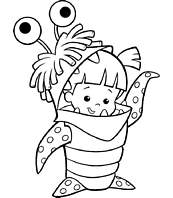 coloriage la fillette en costume de monstre